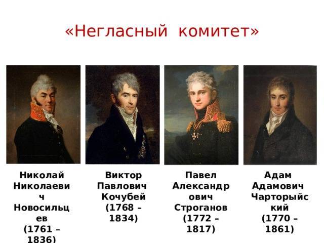 Создание негласного комитета. Строганов Новосильцев Кочубей негласный комитет. Новосильцев Строганов Чарторыйский. Чарторыйский негласный комитет. Александр 1 негласный комитет.