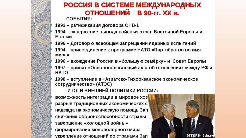 Внешняя политика 1990 годов презентация