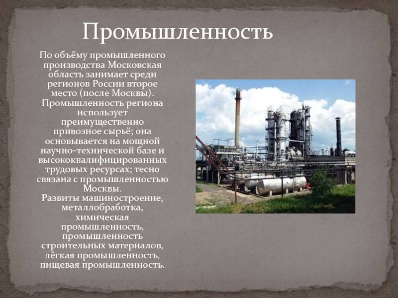 Промышленность московской области — documentation