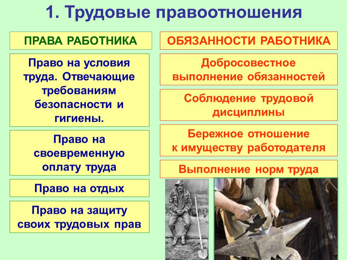 Трудовые правоотношения 9 класс презентация