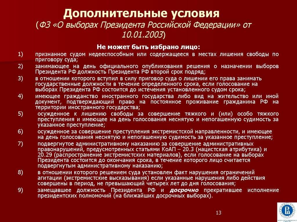 Закон о выборах президента рф n 19-фз
