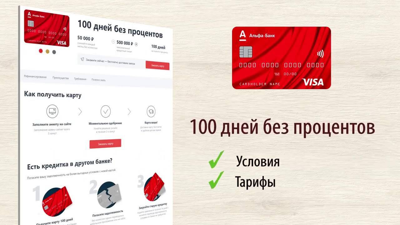 Кредитная карта альфа банка 100 дней без процентов - условия, оформление