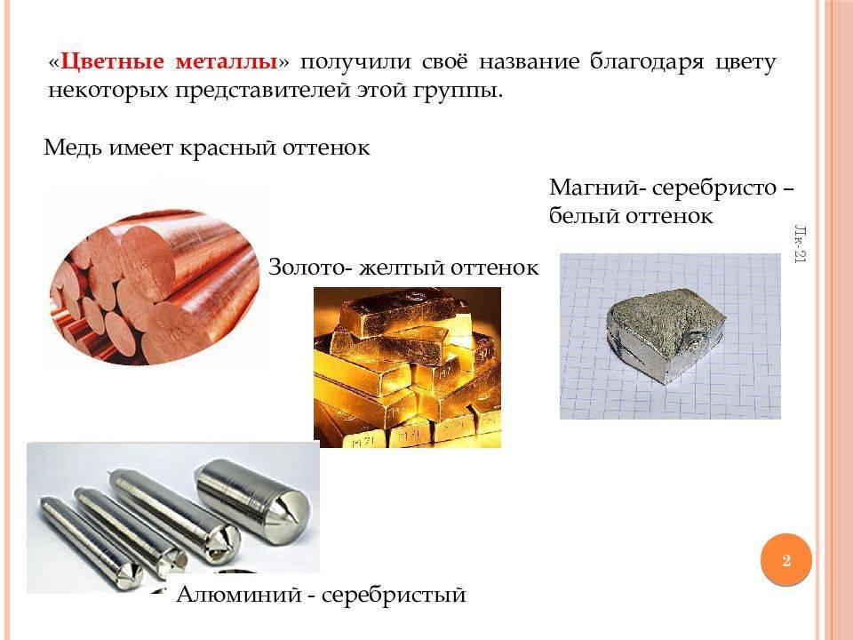 Классификация цветных металлов