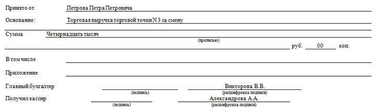 Приходный ордер ф 0504207 образец заполнения