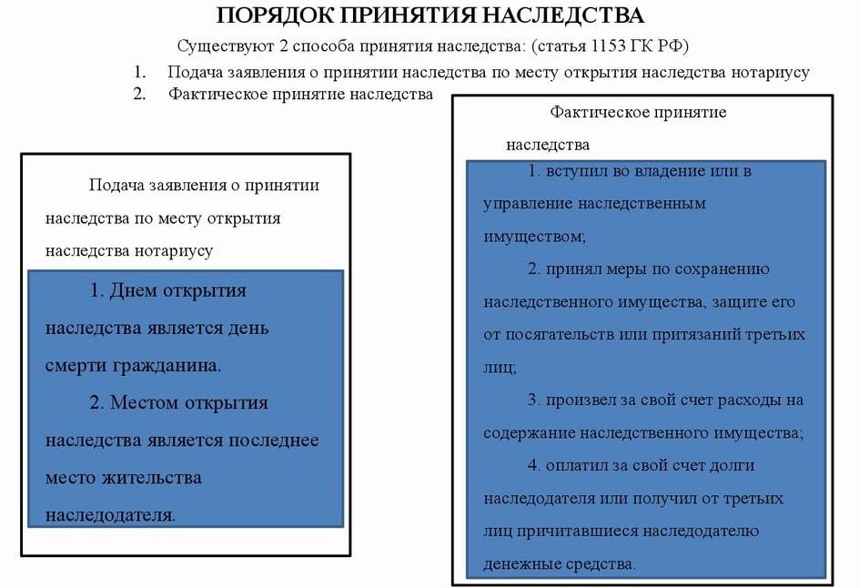 Сроки принятия наследства схема