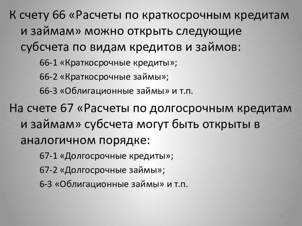 Счет 66 в бухгалтерском учете. "расчеты по краткосрочным кредитам и займам" :: businessman.ru