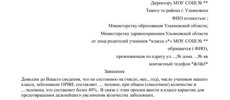 Ходатайство на имя директора школы от родителей образец