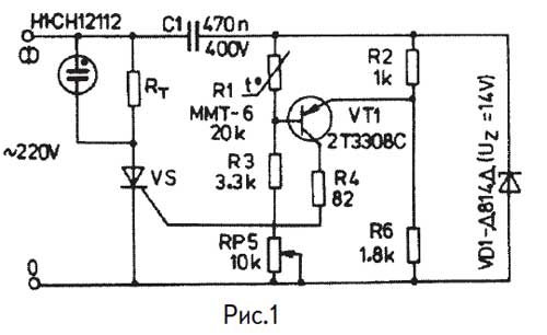 Схема терморегулятора для инкубатора на тиристоре