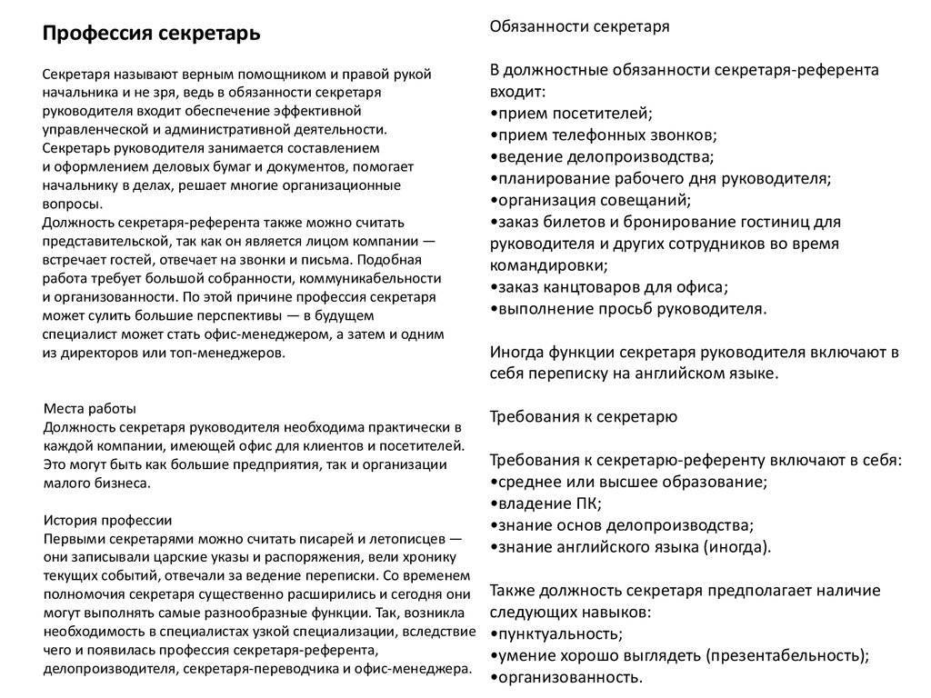 Должностная инструкция секретаря-референта (бланк, образец - 2020)