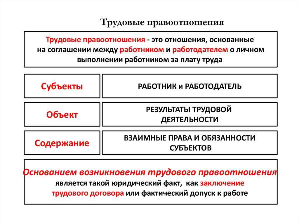 План трудового правоотношения