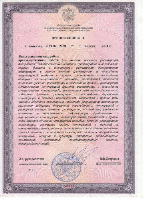 Лицензия минкультуры (классификатор реставрационных работ для оформления лицензии на реставрацию 2021 года)