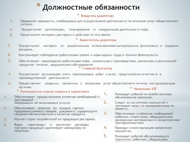 Образец должностная инструкция директора ресторана