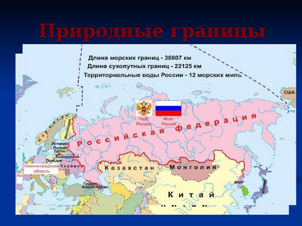 Водные границы рф. государства, граничащие с россией