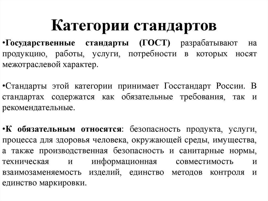 Категории стандартов схема