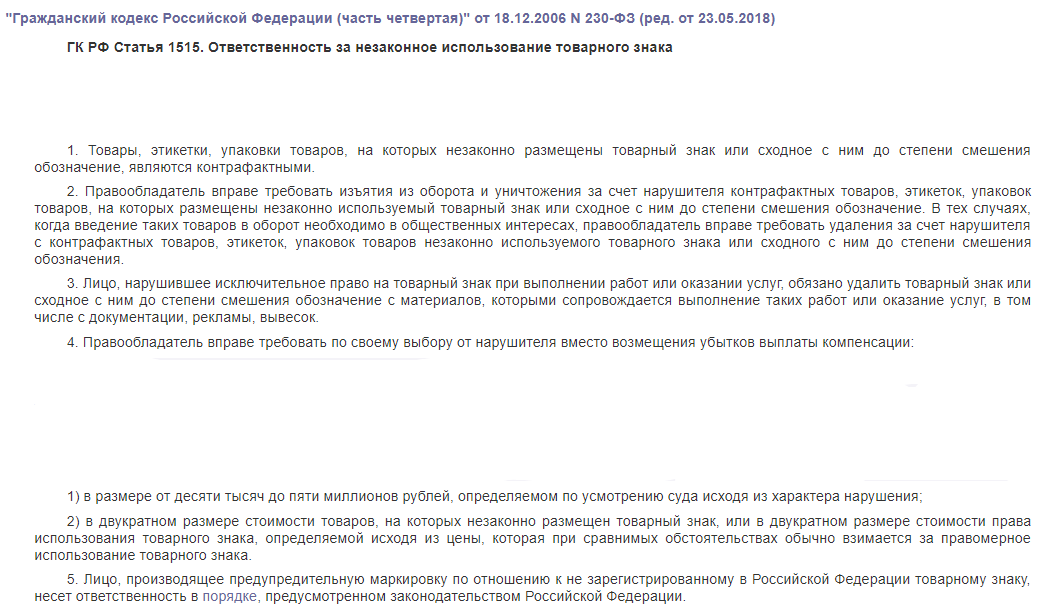 Претензия по товарному знаку образец