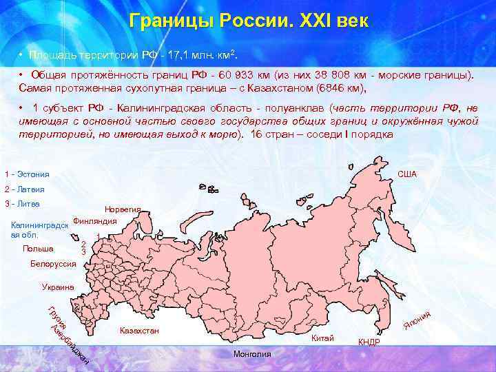 Сухопутную границу с россией имеют тест. Протяженность границ РФ. Протяженность границ РФ со странами.