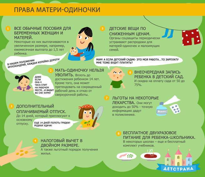 Какие права, выплаты, пособия положены матерям-одиночкам в россии и как их получить