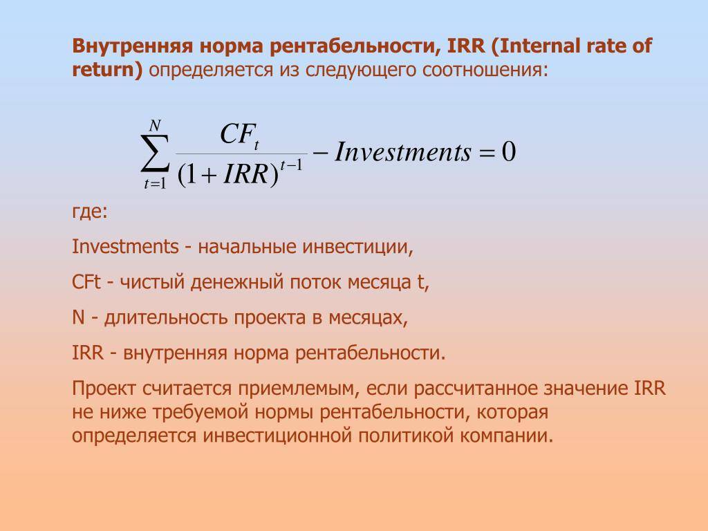 Внутренняя норма доходности (irr) – финансовая энциклопедия