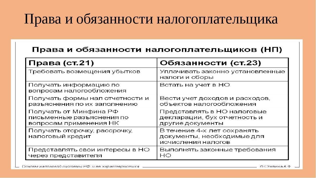 Основные права и обязанности налогоплательщиков и налоговых органов — finfex.ru