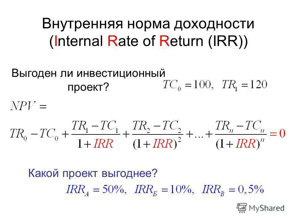 Внутренняя норма доходности (irr) и описание ее графического метода расчета