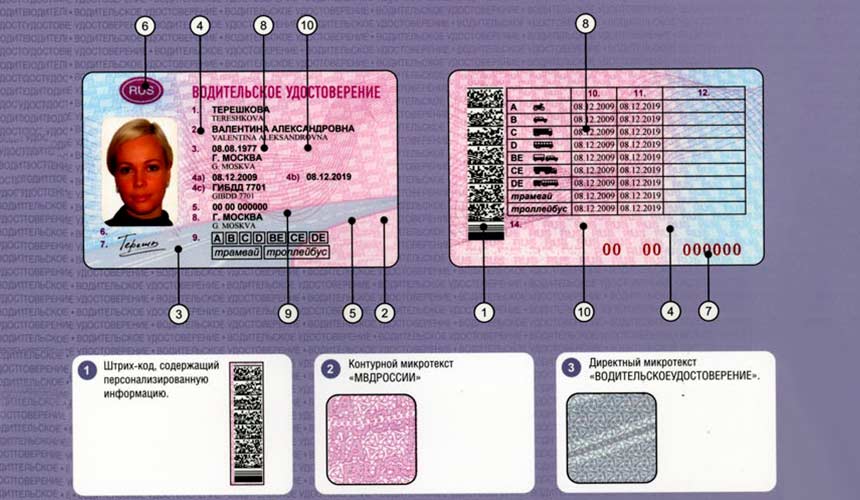 Где номер водительского удостоверения нового образца