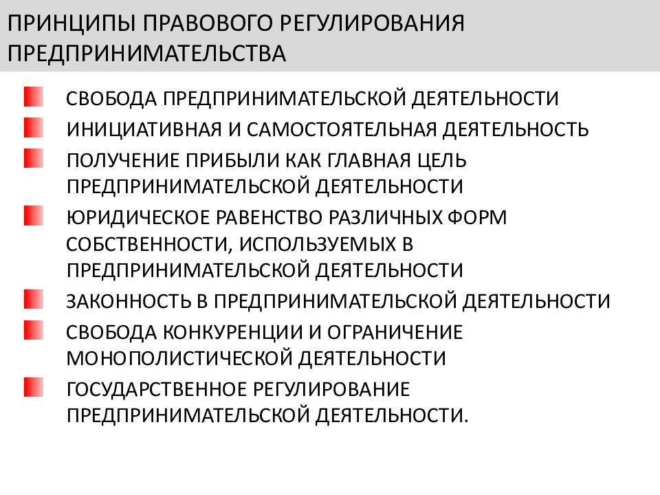 Формы правового регулирования предпринимательской деятельности. Принципы правового регулирования предпринимательства. Принципы правового регулирования предпринимательской деятельности. Основные принципы регулирующие предпринимательскую деятельность. Цели регулирования предпринимательской деятельности.